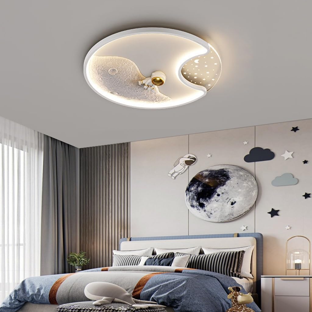 RuiRfh LED Ceiling Light For Children Dimmable With Remote Control Children's Room Lamp Creative Cartoon Ceiling Lamp Star Moon Lampshade Pendant Light Children's Room Lamp Bedroom Living Room Decorat