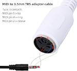 2pcs Type A MIDI à 3.5mm Adaptateur, 14" Câble de rupture MIDI Femmes TRS 3.5mm Accessoires de convertisseur audio masculin pour les synthés de clavier & DAWs