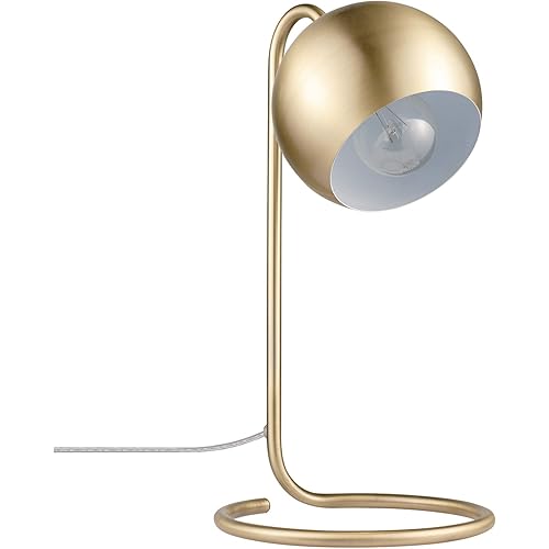 Globe Electric 52885 15" Desk Lamp, Matte Brass, White Inner Shade, Modern, Home Décor, Lamp for Bedroom, Home Office Accessories, Desk Lamps for Home Office, Desk Light, Desk Lamp White Shade
