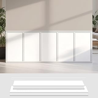 Art3dwallpanels White Primed Wainscoting Kit Premade Board and Batten Paintable Molding Trim Covers 120 x 43.5 Inch Accent Wall Panel for Kitchen Bedroom Living Room Home Decor with Edge Strip