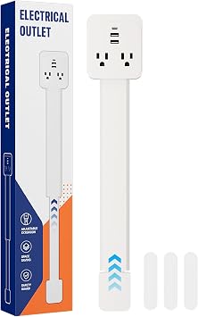 Electrical Outlet Extender Stick, Extendable Outlet Extender Stick with USB-A,USB-C and 2 AC Outlets, 360 Rotating Wall Plug Extender for Easy Access to Outlets, Couches, Nightstands, Desks and More