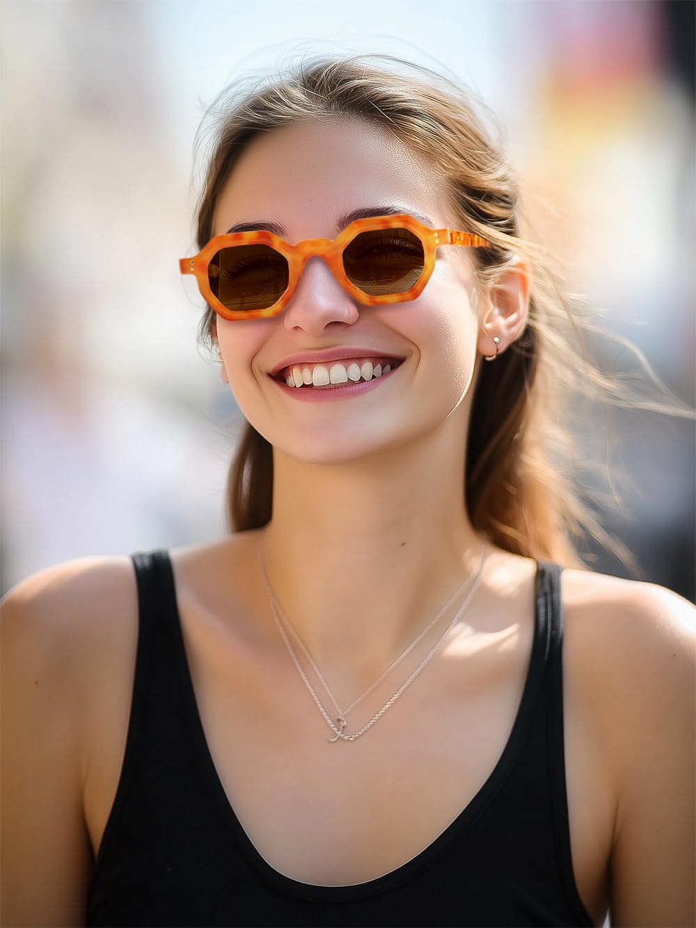 FEISEDY Octagon Sunglasses for Women - Thick Frame Fashion Rectangle Sun Glasses - Summer UV400 Protection - Image 2