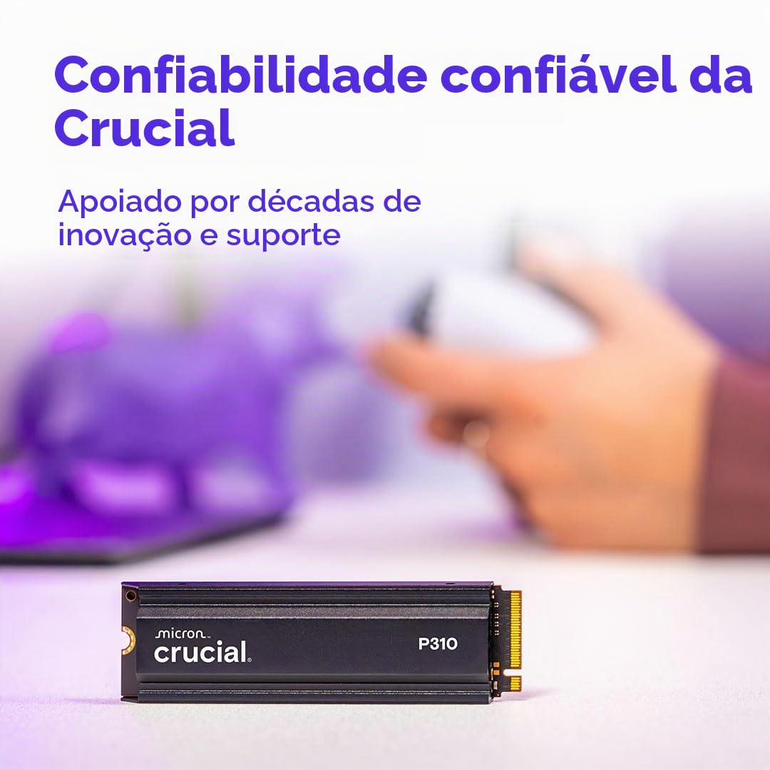 Crucial SSD P310 PCIe Gen4 2280 NVMe M.2 de 1 TB com dissipador de