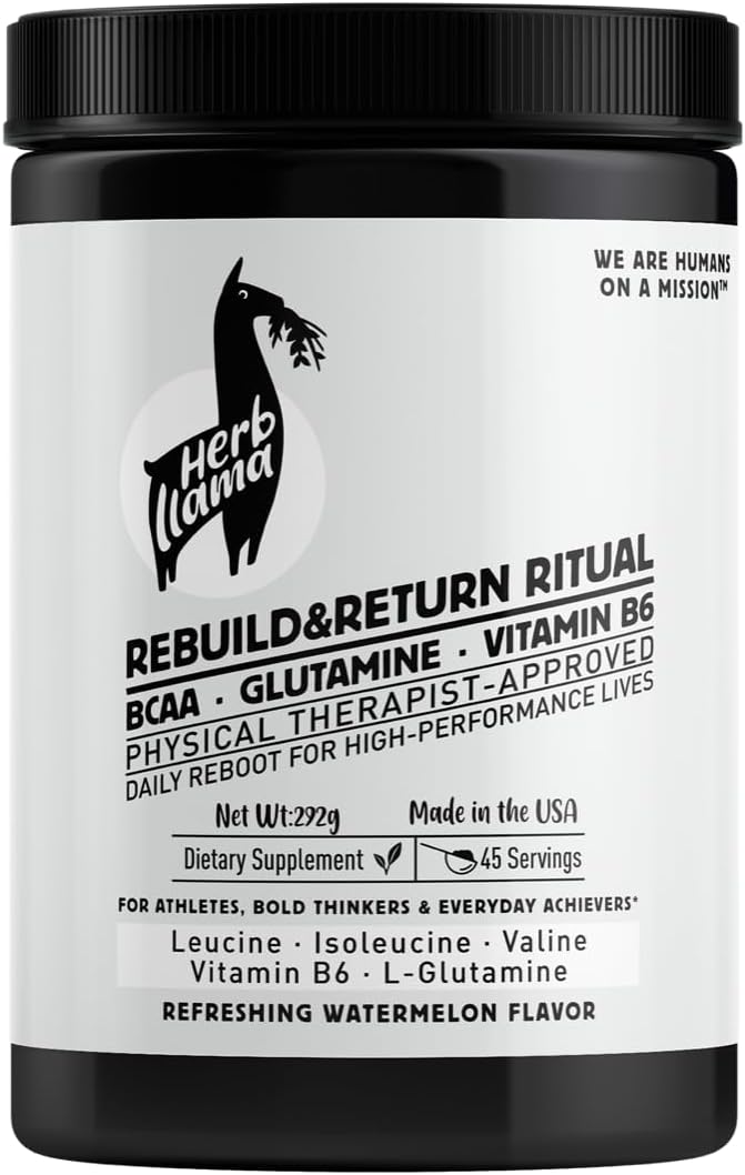 Rebuild & Return Ritual – BCAA · L-Glutamine · Vitamin B6 | Physical Therapist–Founded · Non-GMO · Gluten-Free · Sugar-Free · Refreshing Watermelon Flavor | 292g (45 Servings)