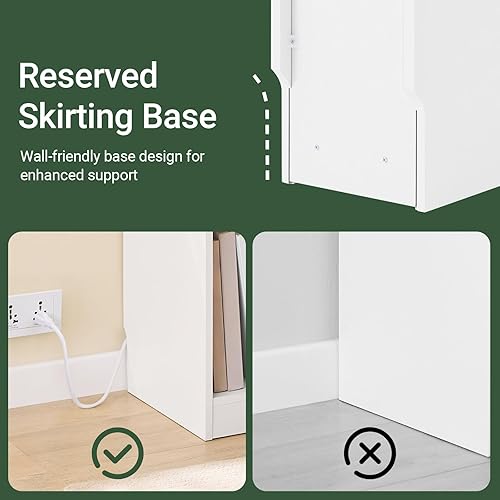 Miniatura 7 de SoBuy Mesita de noche estrecha con estación de carga, mesita de noche delgada con cajones, puertos USB y tipo C para dormitorio y sala de estar,