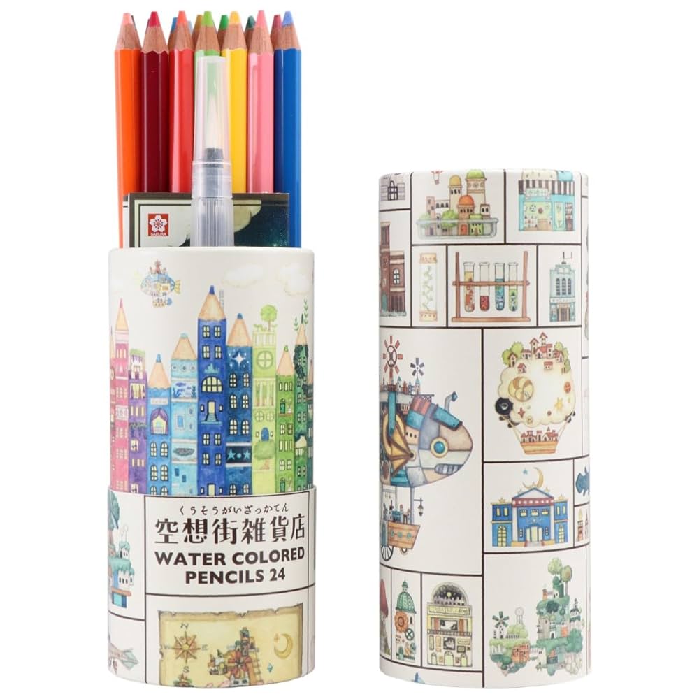 Amazon | サクラクレパス 水彩色鉛筆 24色 空想街雑貨店 空想街