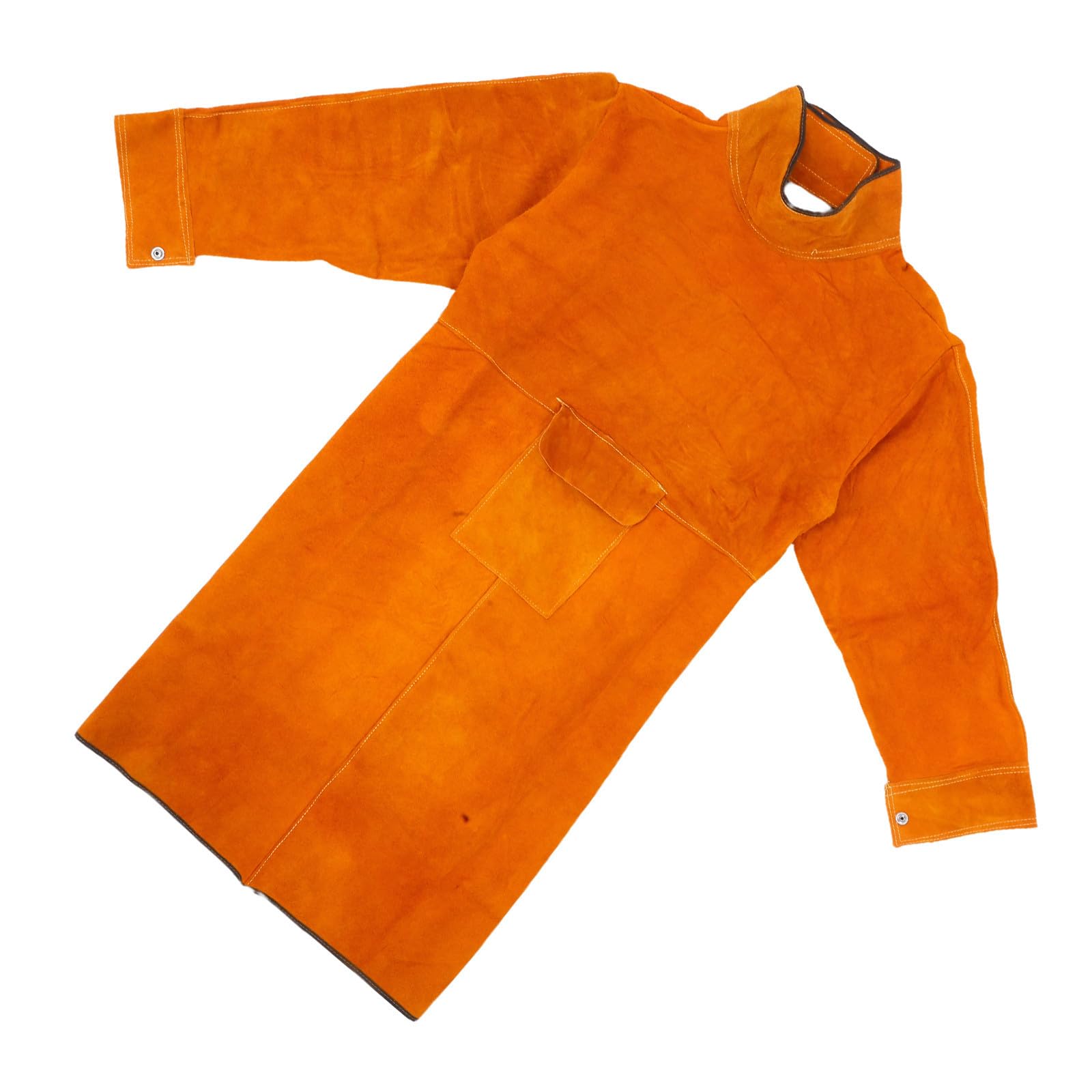 DECHOUS Mandil de Soldador Resistente al Calor y Aislamiento Térmico de Cuero Vacuno Naranja para Protección en Soldadura y Taller