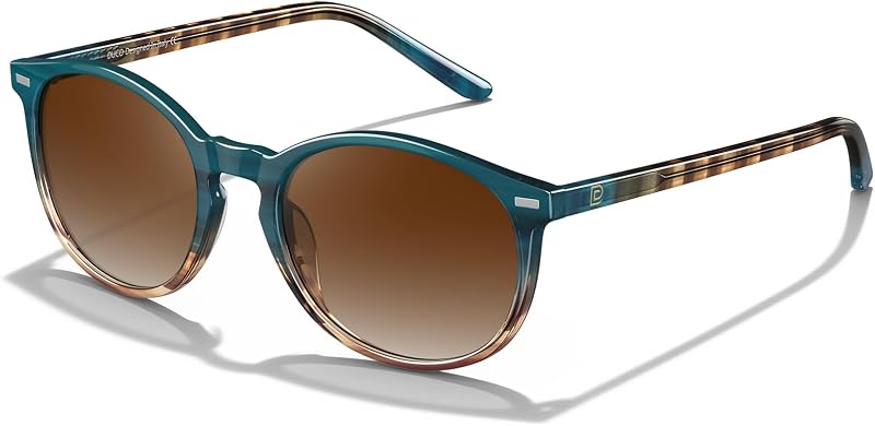 DUCO Polarized Sunglasses for Women UV Protection Luxurious Feel DC1230 | Handcrafted Acetate, Elegant Design, Unique Textured, Shatterproof Lenses, Eliminate Glare, Includes Leather Case