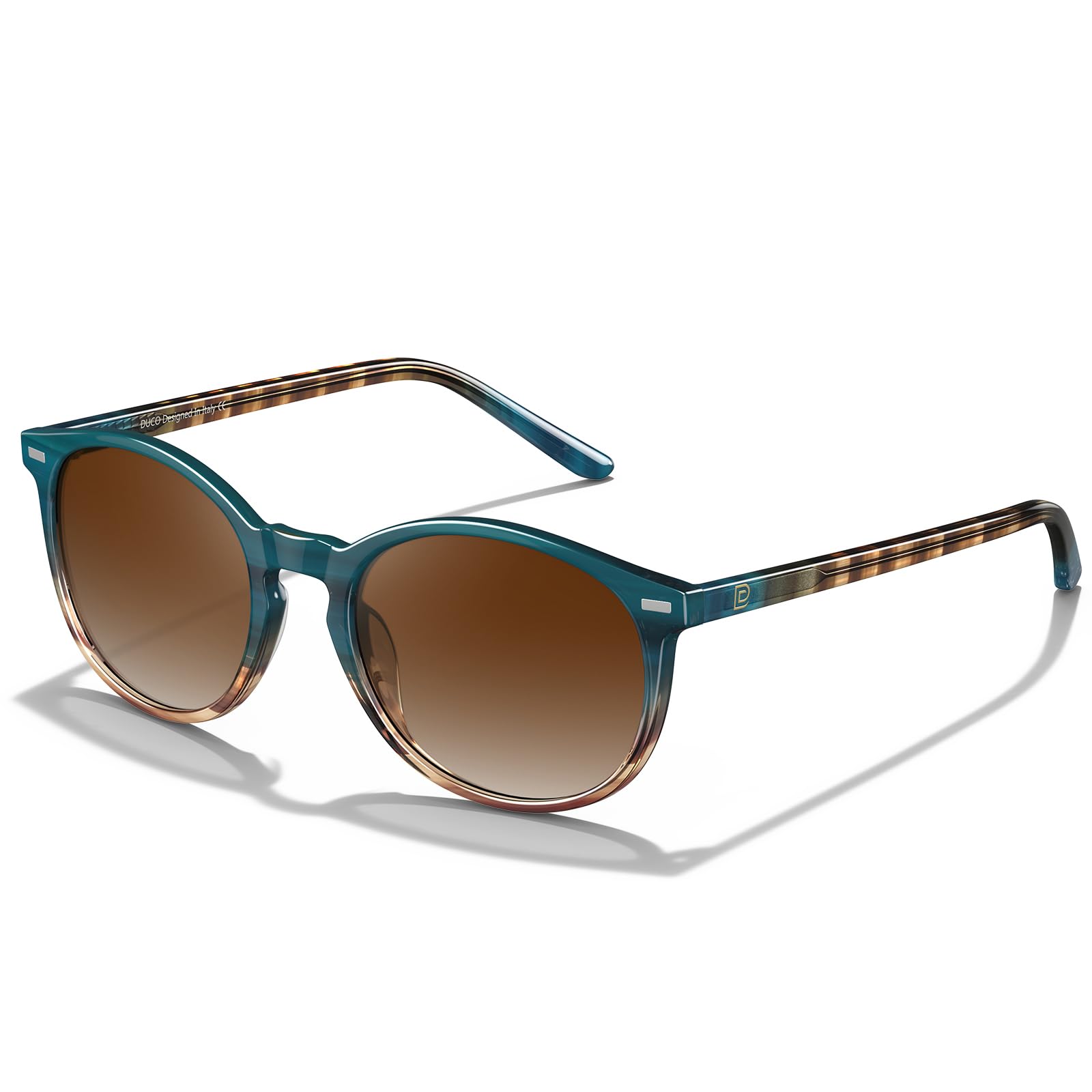 DUCO Women's Retro Round Acetate Polarized Sunglasses