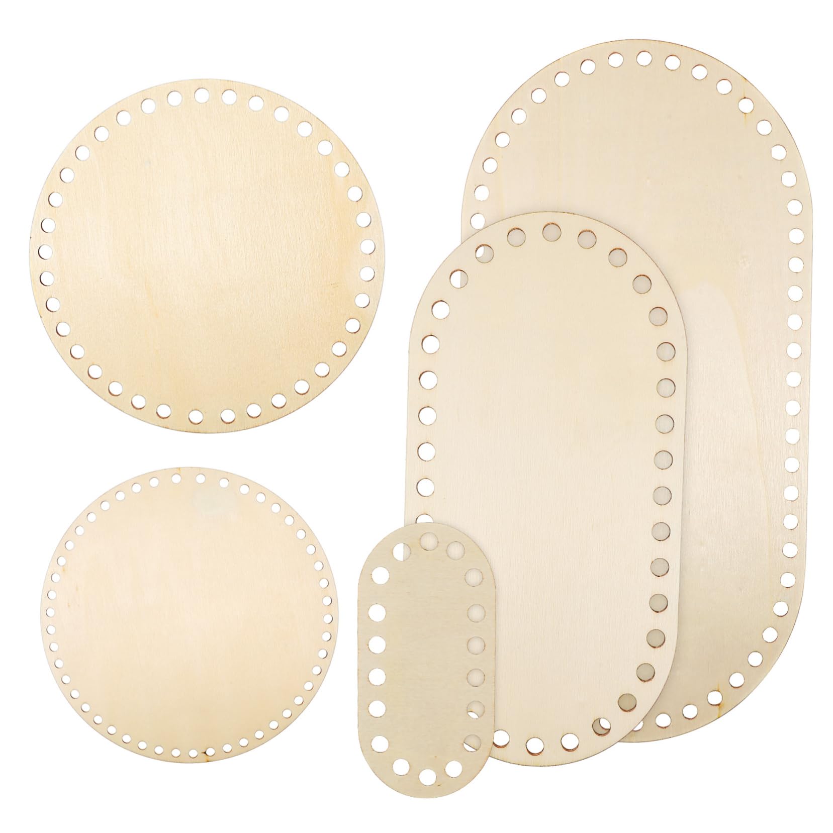 PRETYZOOM 5Pcs Solid Wood Crochet Basket Base Oval Round Shapers for Crafting Smooth Finish Sturdy Support for Knitting Bag Projects for Various Creative Uses
