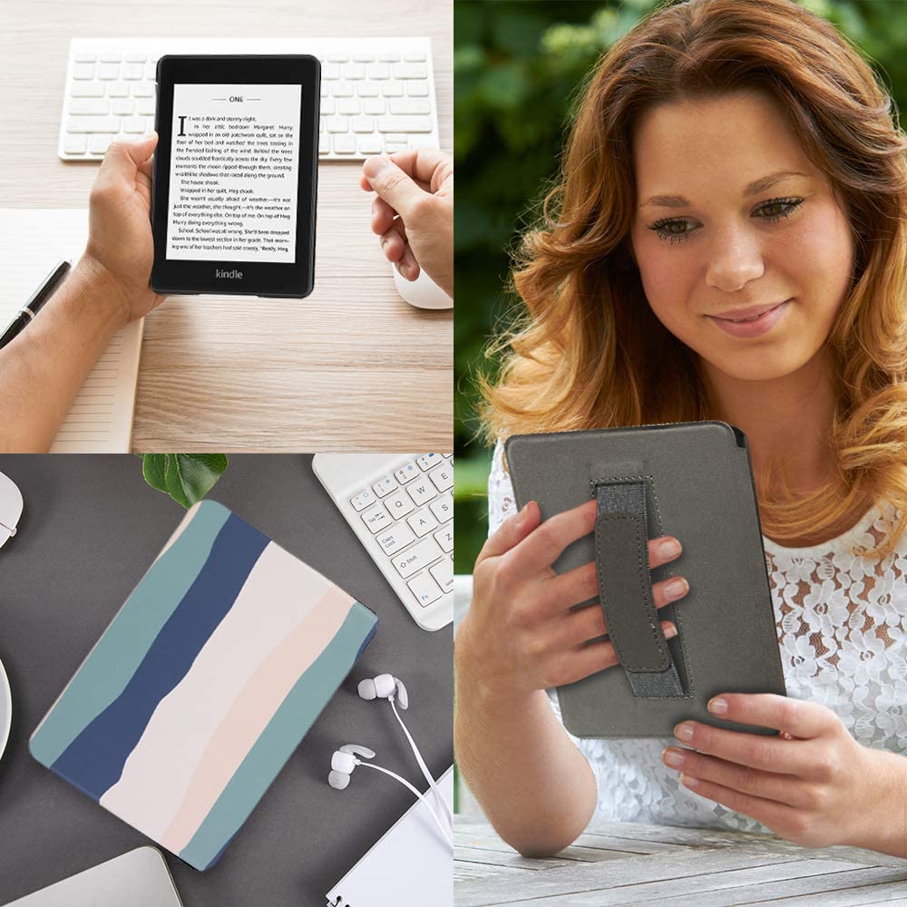SCSVPN- Estuche para Kindle Paperwhite 10.ª generación 2018 con Correa de Mano, función de Encendido y Apagado automáticos, Funda Protectora Inteligente de Cuero sintético Delgado Solo Compatible con