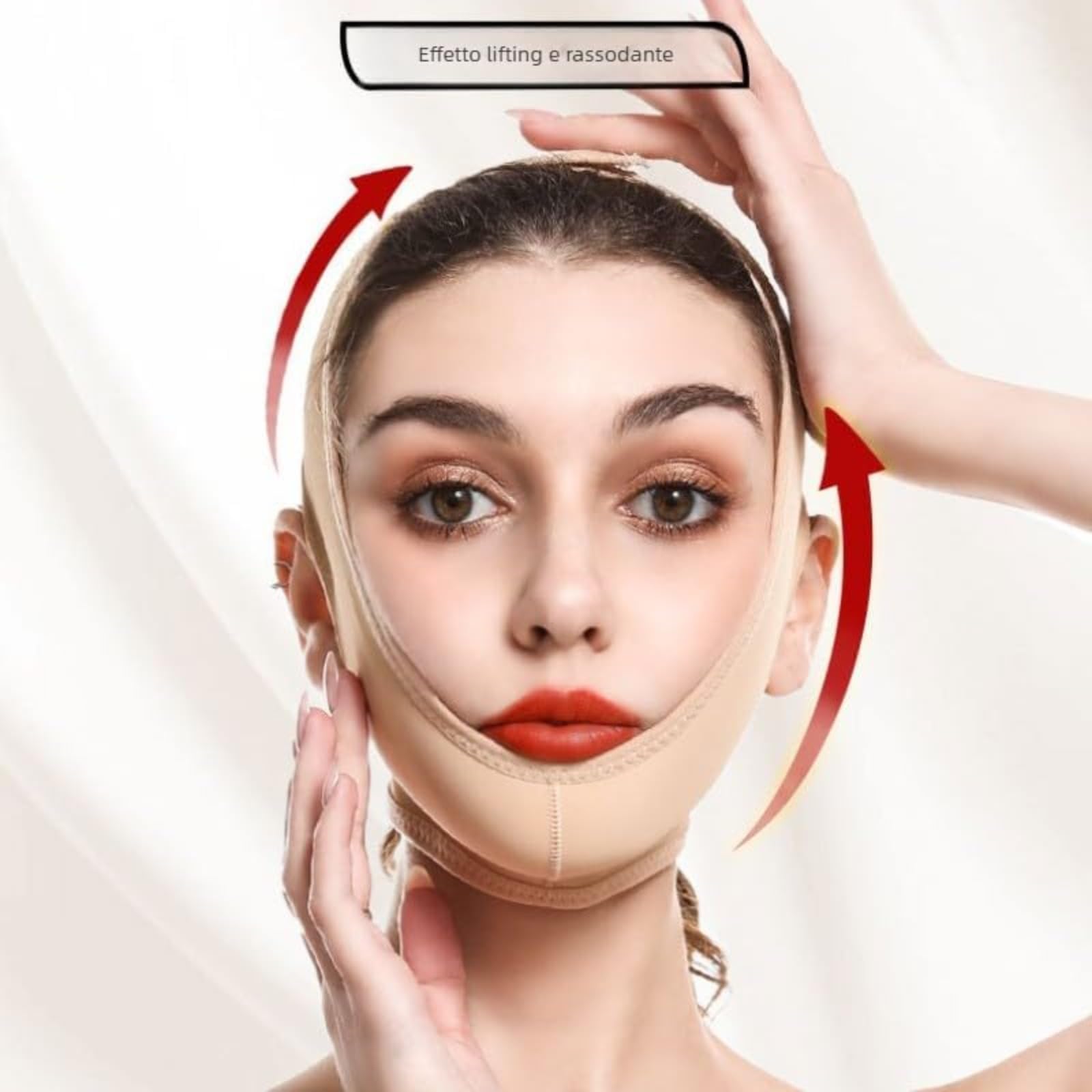 Sweetlifty Doppio Mento/Face Shapewear - Fascia Viso Lifting, Riutilizzabile, Traspirante, Crea una Mascella Raffinata (Tonalità della pelle,L (mento alla sommità della testa: 63~80 cm))