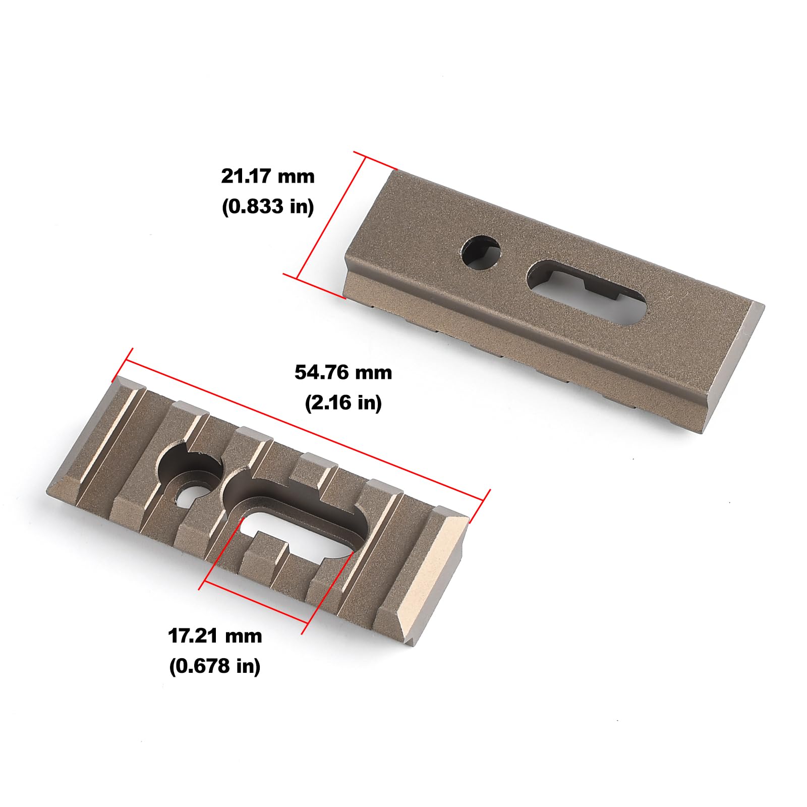 Tattico 3Pcs Picatinny Rail Alluminio Supporto Accessorio Mlok/Keymod Marrone