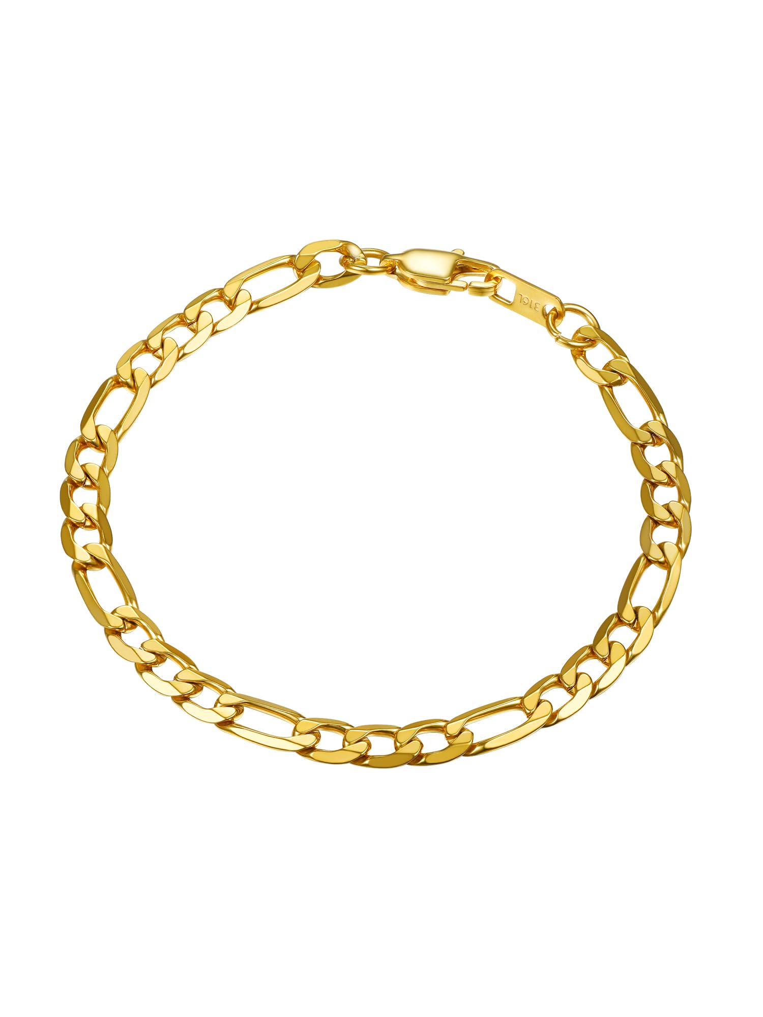 PROSTEEL PROSTEEL Pulsera Figaro Hombre Acero Inoxidable 6/9/13mm Pulseras Eslabones Cadenas Fígaro Plateado/Dorado/Negro, 19cm/21cm/23cm, Joyas Hombres Mujeres con Caja de Regalo Recycled Claim Standard 100