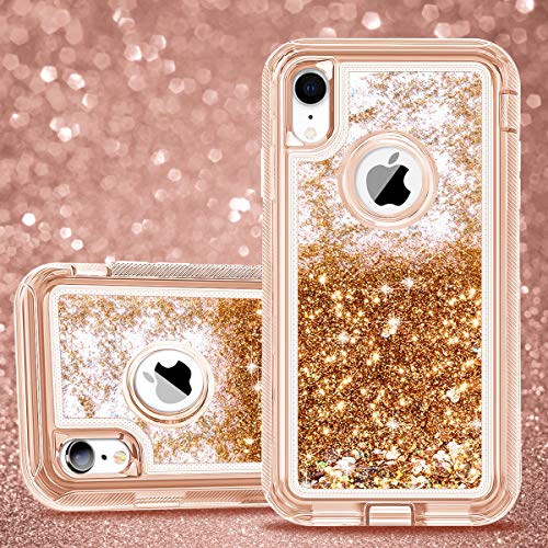 Jakpak Case For Iphone Xr Case Glitter Bling Sparkle For Girls Woman Iphone Xr Case Heavy Duty Shockproof Full Body Protective Shell Hard Pc Bumper And Tpu Back Cover For Iphone Xr 10R Rose Gold #TOP1