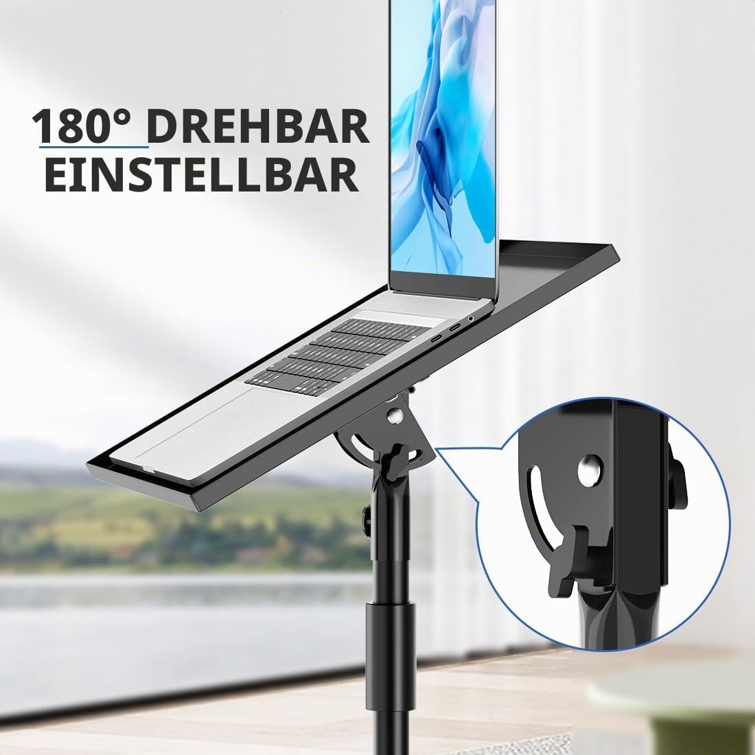 Beamer Stativ Beamer Ständer Höhenverstellbar 73-175CM,Mobiles Projektorständer Projektor-Stativ-Halterung aus Metall mit Feststellrädern & Sicherungsgurten – Für Heimkino, Business & Outdoor
