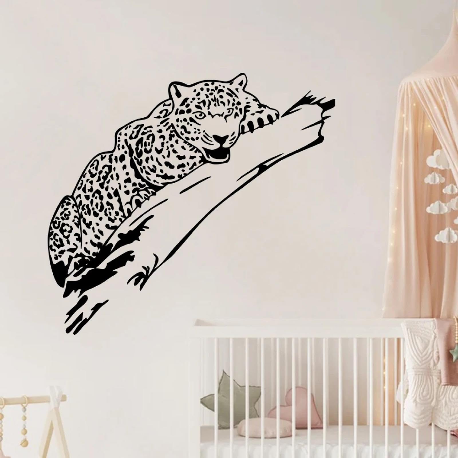 Youousi Black Jungle Tiger And Lion Decals, Cartoon Cheetah And Leopard Animal Tree Branch Wall Stickers For Bedroom, Children's Playroom, And Living Room Decoration.