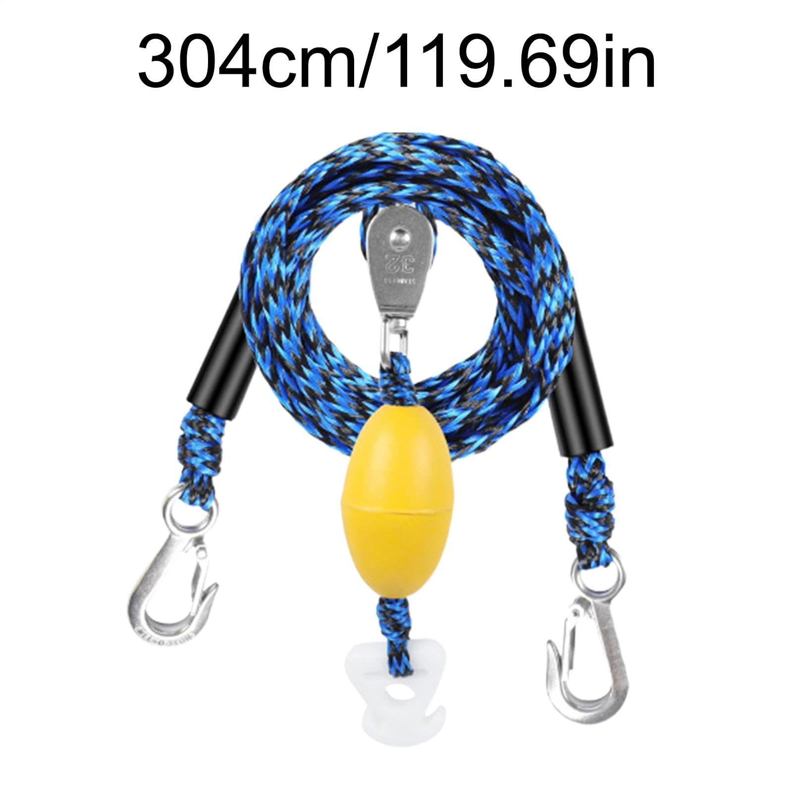 Corda di traino per tubi, supporto fino a 4 utenti, con gancio e puleggia girevole a 360 gradi, per pontone, bar, gonfiabili, kayak, surf, piscina fluviale