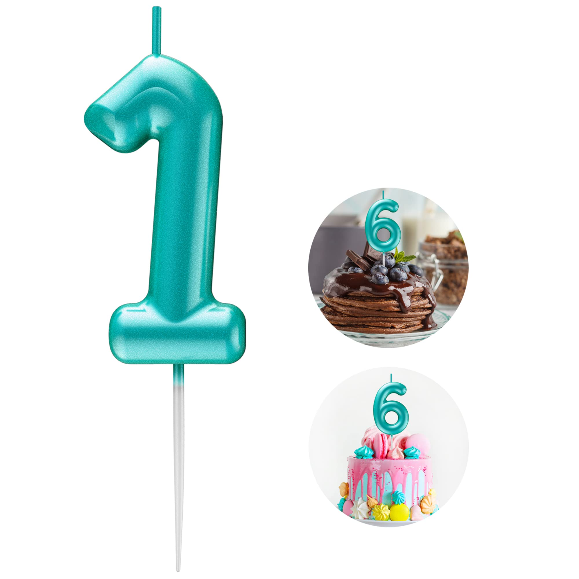 Blue Number 1 Candle Happy Birthday 3D Number Candles for Birthday Cake Party Decoration Wedding Anniversary Celebration Supplies