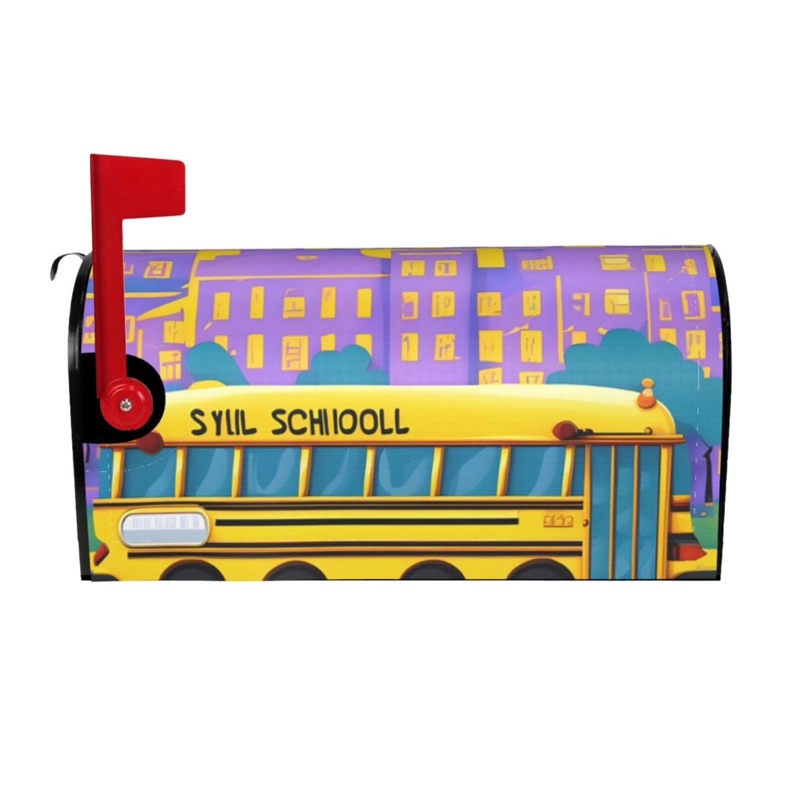 Nbtghga Black School Bus Print Mailbox Cover Wraps Post Letter Box Cover Decor For Outside Garden Yard Farmhouse Home