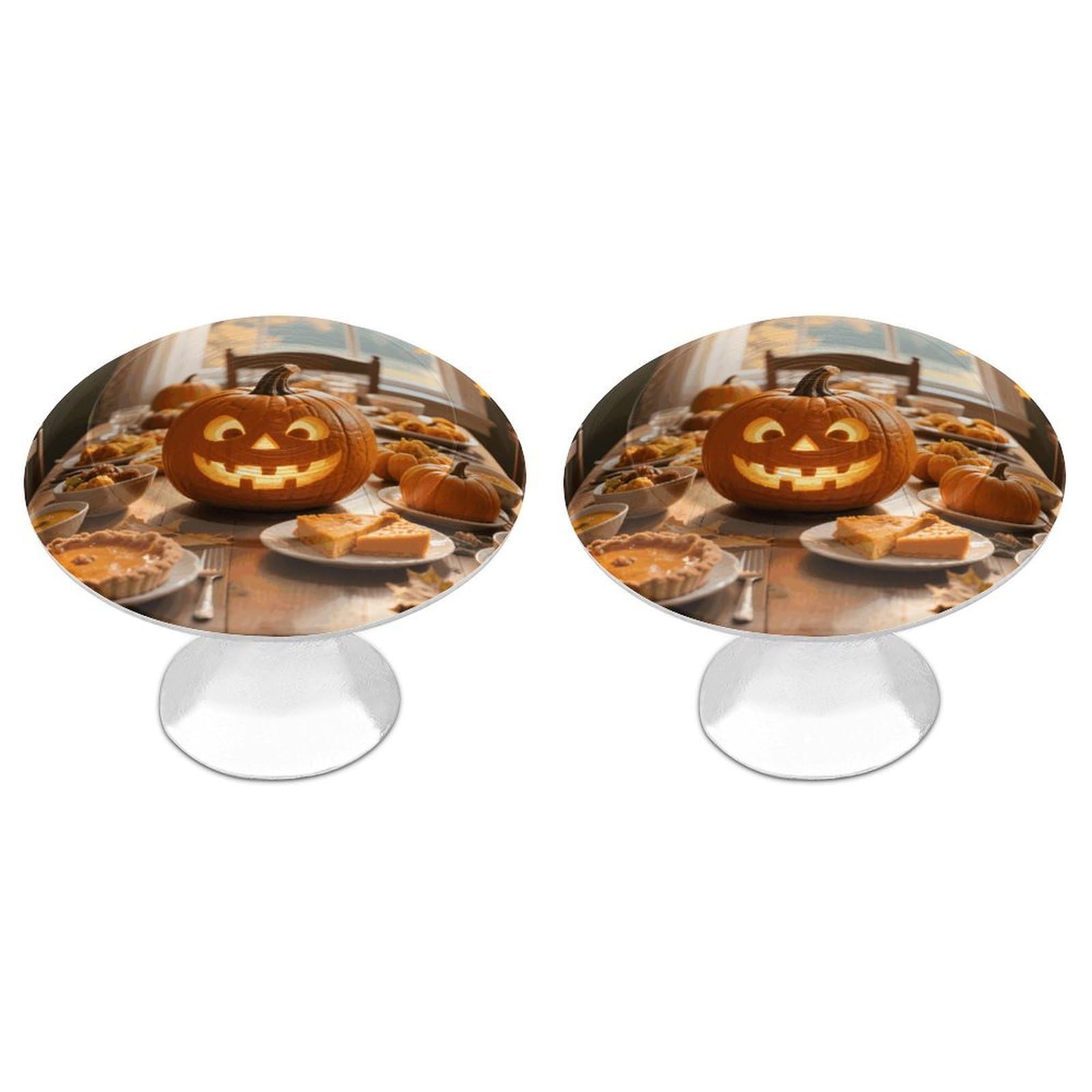 Maccbn Style-2 2 Pack 1.1" Round Fall Thanksgiving Pumpkin Leaf Drawer Knobs Modern Kitchen Cabinet Knob Hardware Handles Decorative Furniture Knobs For Dresser, Cupboards, Wardrobes, Bifold Door, Closet