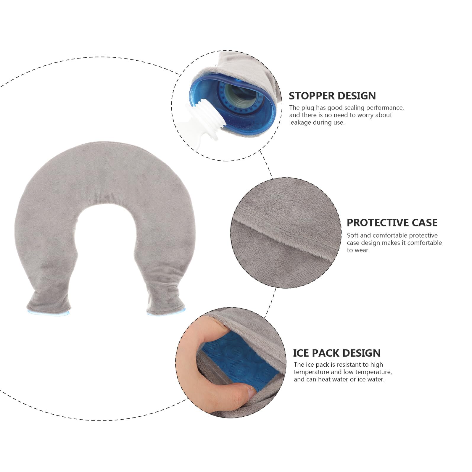 Borsa Termica Riutilizzabile a Forma di U in Pvc per Massaggio Collo e Spalle, Impacco Caldo e Freddo in Gomma e Poliestere, per Uso Domestico e Riabilitazione