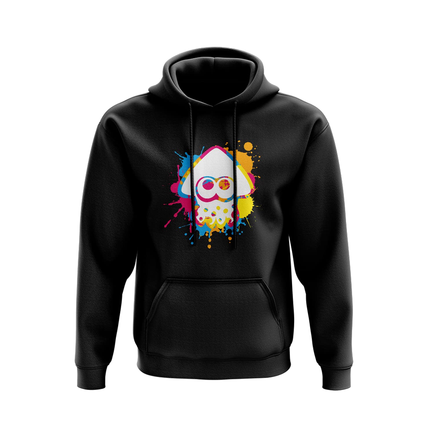 SMARTYPANTSInkling Colour Ink Splat Hoodie - Squid Character Switch Video Game Inspired Gamer Gaming Merch Gifts Nerdy Kids Adults Clothing Clothes Gift Idea Birthday Christmas (Black Prime