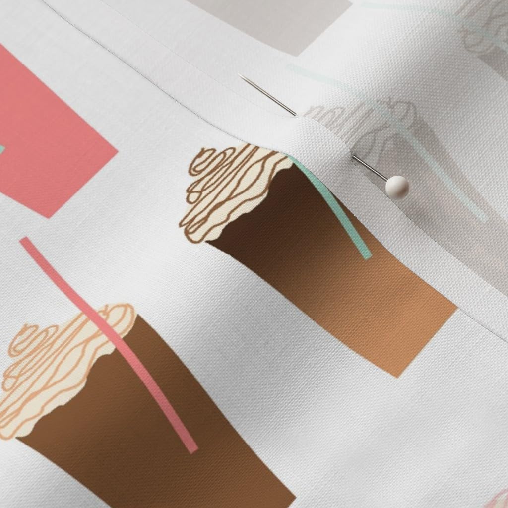Spoonflower Fabric - Coffee Cute Summer Pastel Girly Printed on Petal Signature Cotton Fabric by The Yard - Sewing Quilting Apparel Crafts Decor