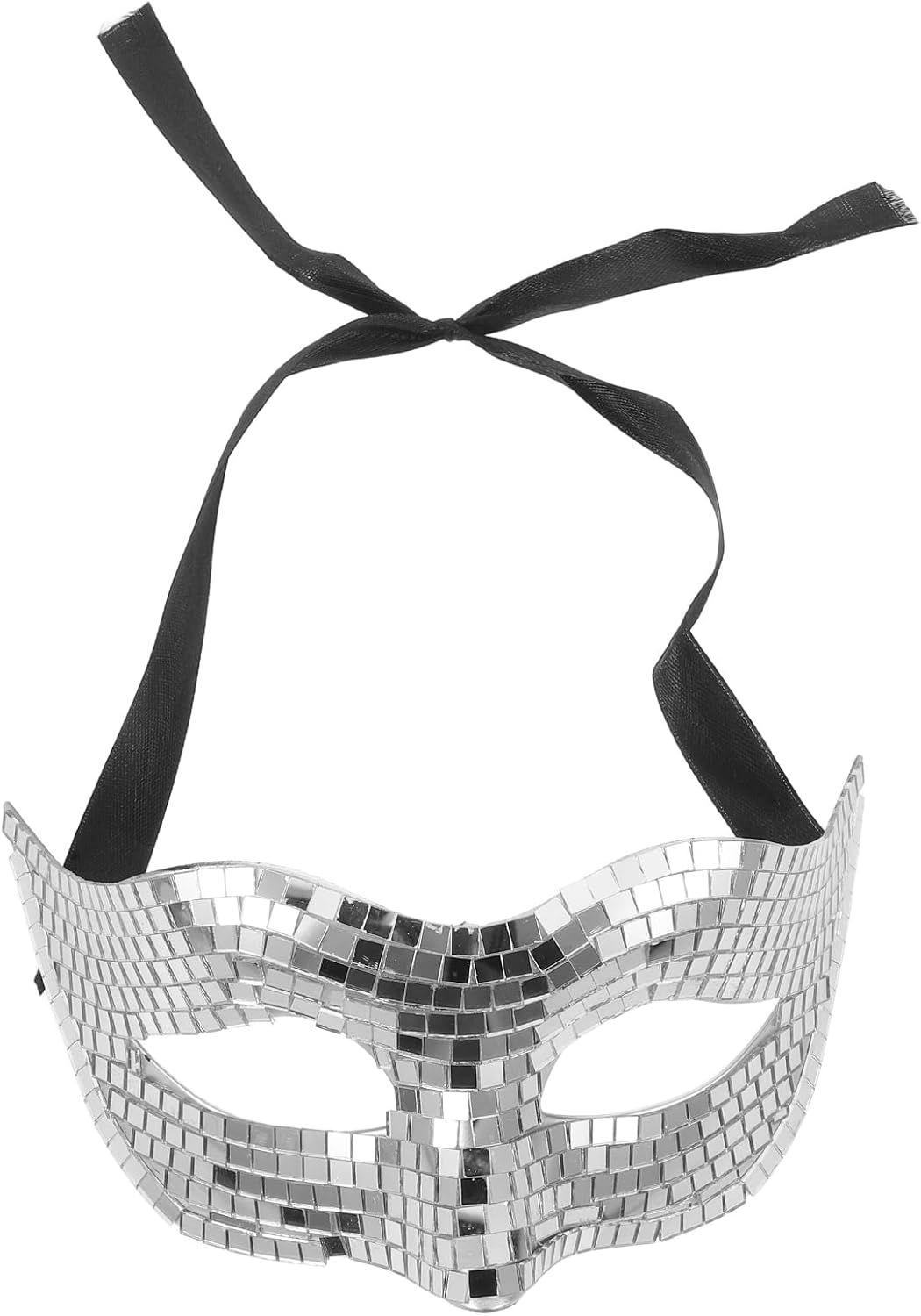 Disco Ball Face Mask, Silver PVC Costume Party Mask for Halloween