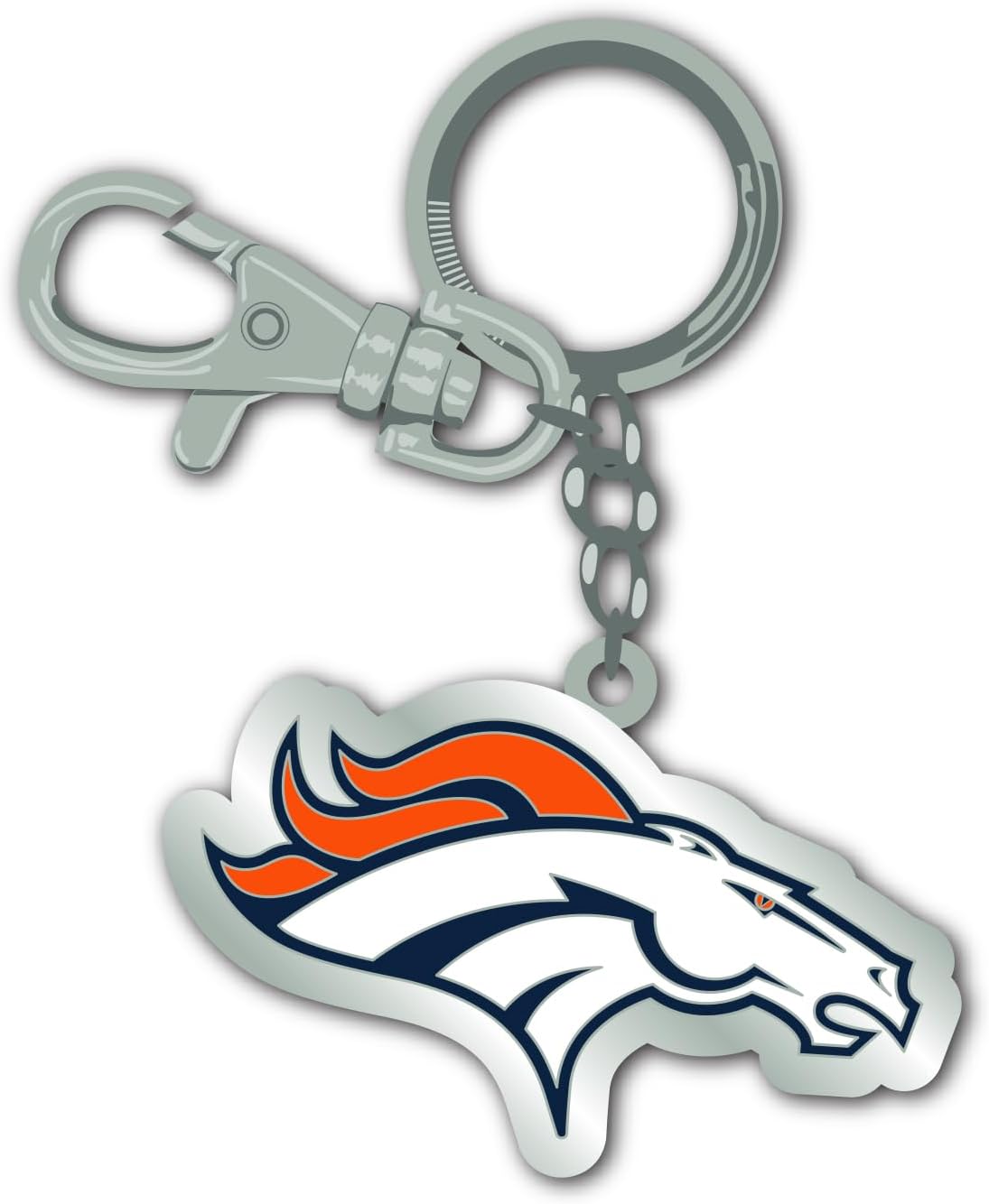 Denver Broncos Keychain – Official NFL Team Logo Metal Key Ring with Clip, Football Fan Gear Accessory for Keys Backpack Bag, NFL Gifts for Men Women