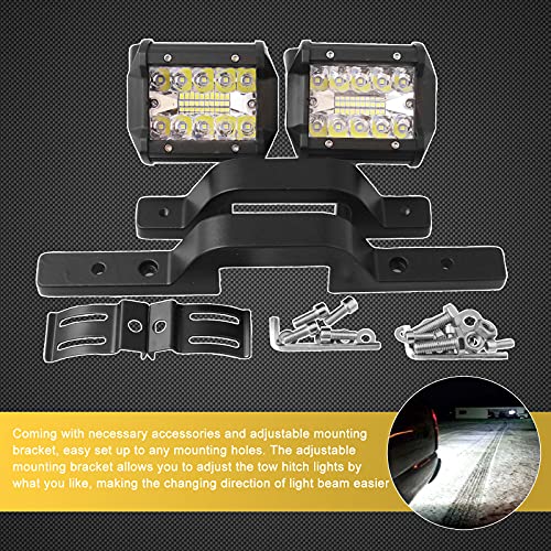 Ryanstar Racing Tow Hitch Led Lights 2 Pcs 4 Inch 60W Led Pods,2.5 Inch Tow Hitch Mounting Brackets Backup ​Reverse Lights Compatible With Pickup Atv Suv Truck Trailer Boat #TOP3
