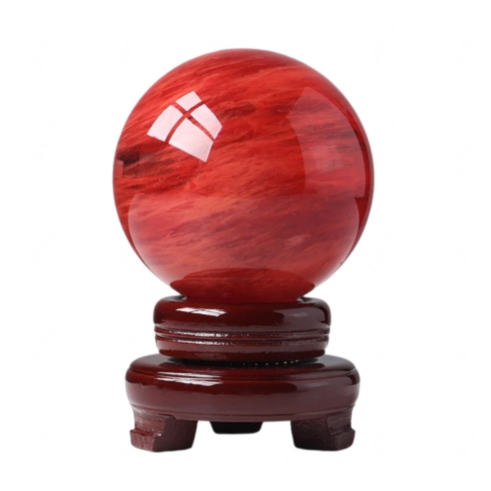 Red Crystal Ball - Sphere with Stand, for Feng Shui, Divination, Home Decoration, 7cm