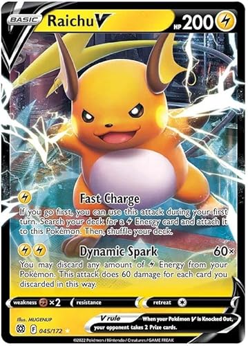 Raichu V 045/172 Ultra Rare Pokemon Card (SWSH Brilliant Stars) + 1x TitanCards® Toploader