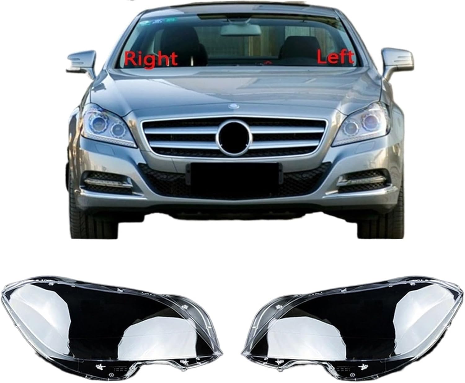 Compatible for Mercedes for Benz CLS W218 CLS260 CLS300 CLS350 CLS400 2012~2016 Headlight Cover Lampshade Transparent Headlamp Lamp Shell Lens(Right)
