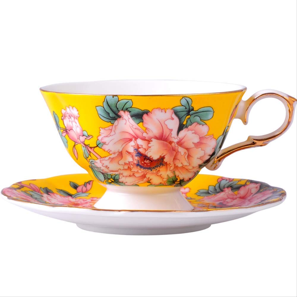 Tasse à café pivoine en céramique haut de gamme et sa soucoupe élégante 220ml