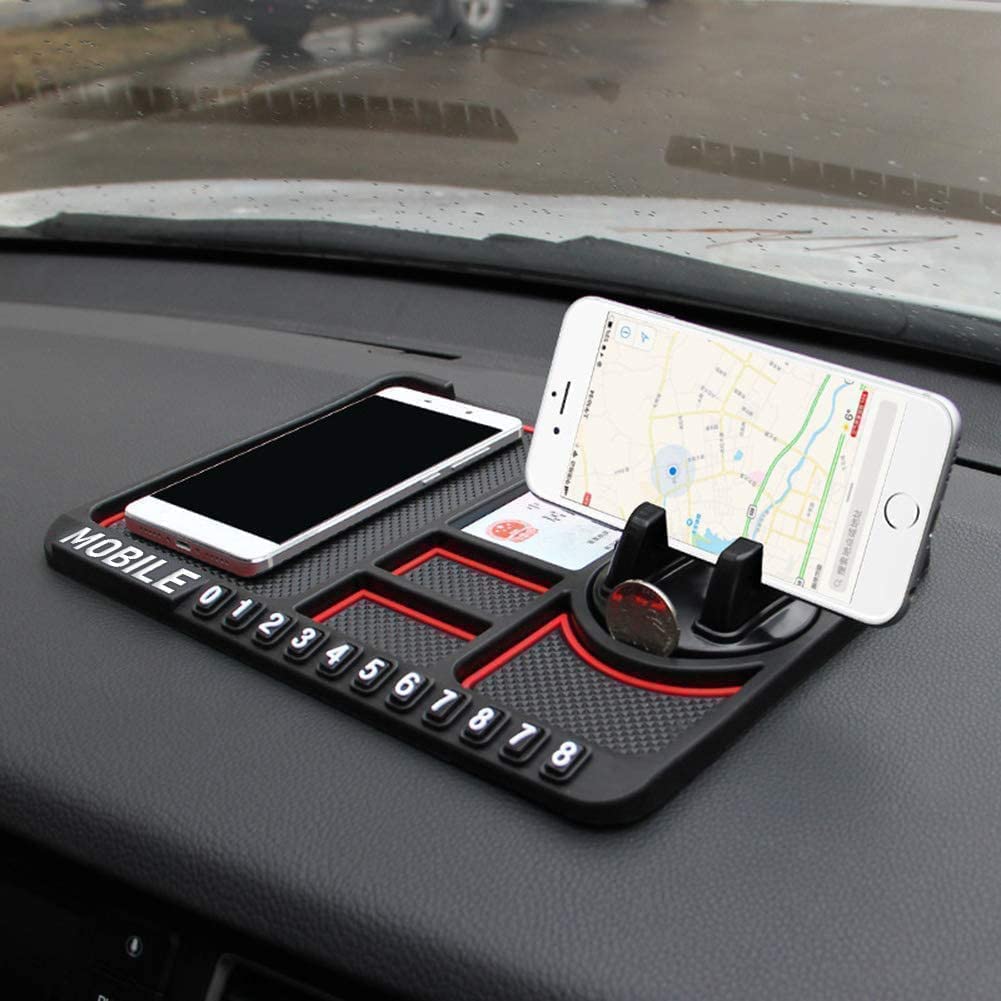 Big Size Non-Slip Car Mobile Holder Dasboard Mat with Car Parking Mobile Number Display Pad, Anti-Skid & Anti-Slip Universal Design Use for All Cars, Silicone, 1 Piece-image-26