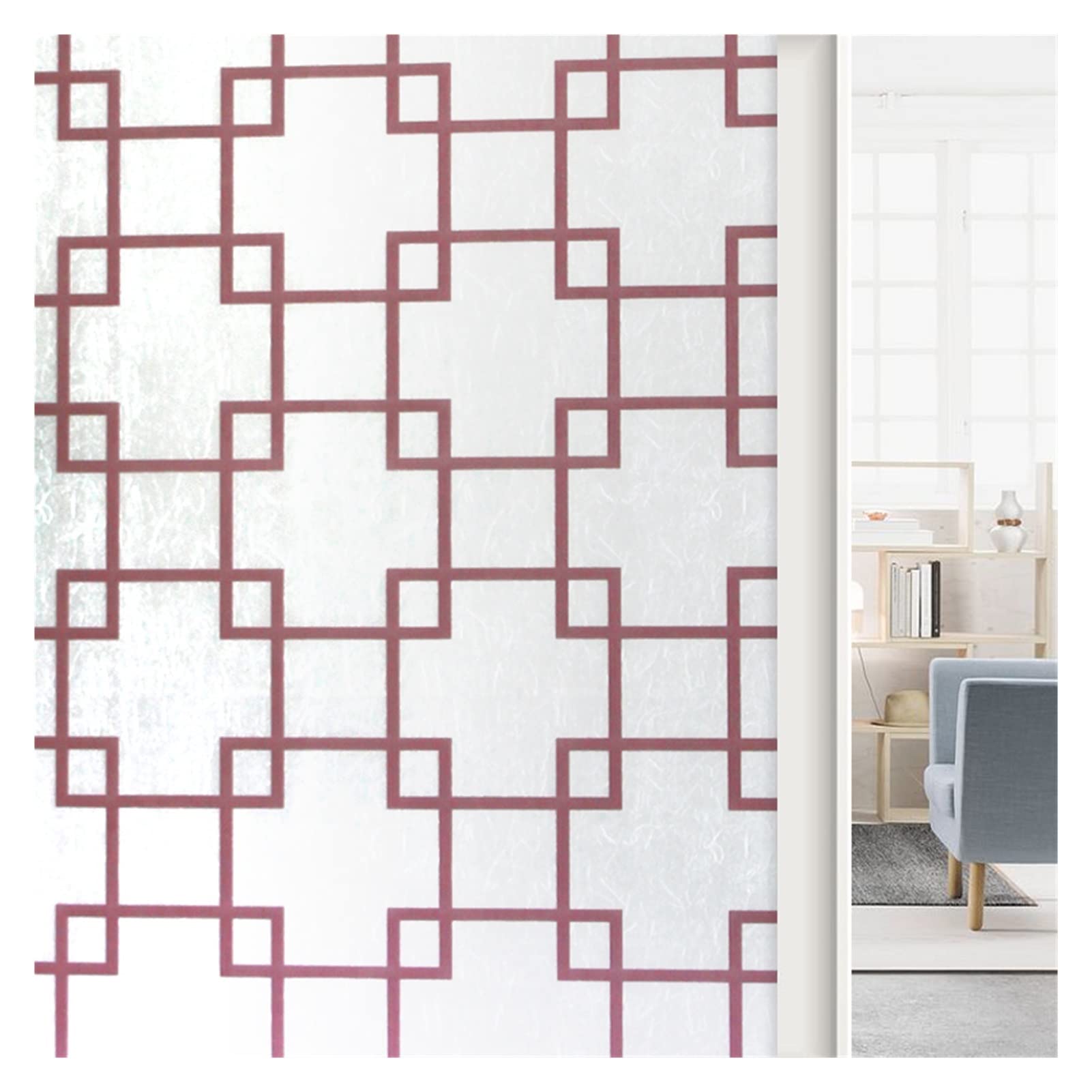 Privacy Film For Glass Windows,Stained Decorative Static Self Adhesive Sticker(Orange,90x500cm)