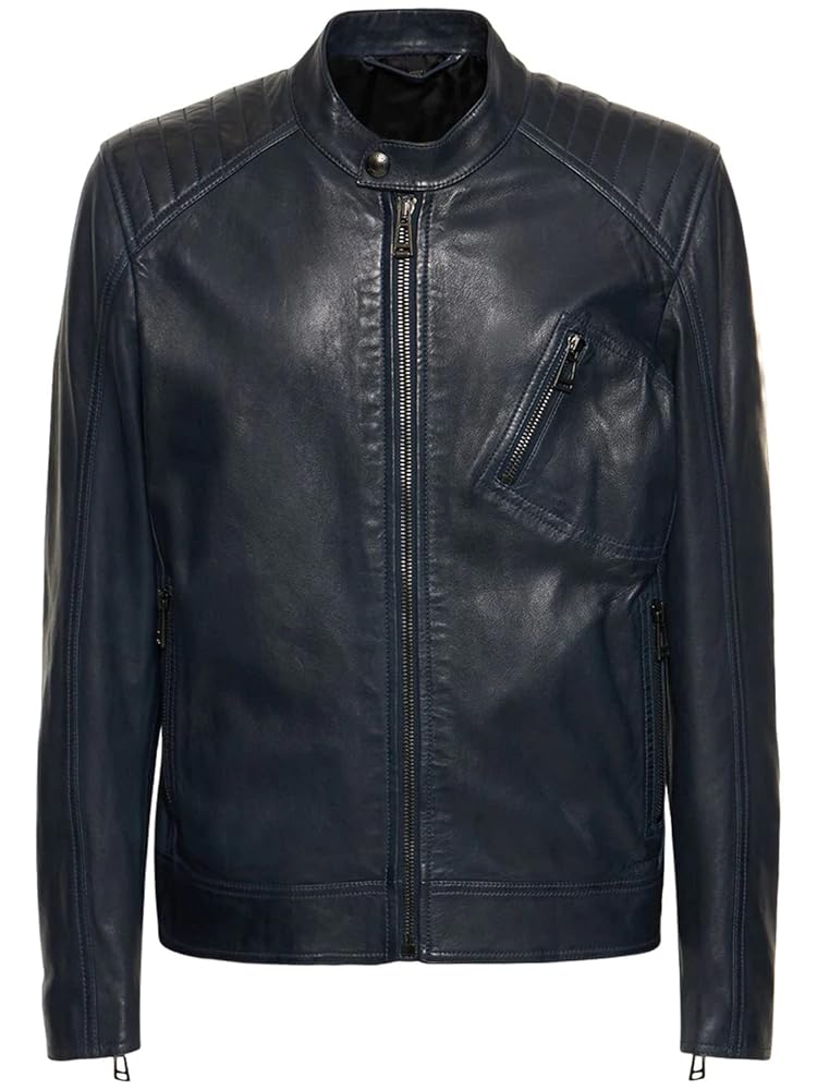 Men's Classic Biker Leather Jacket – Motorcycle Quilted