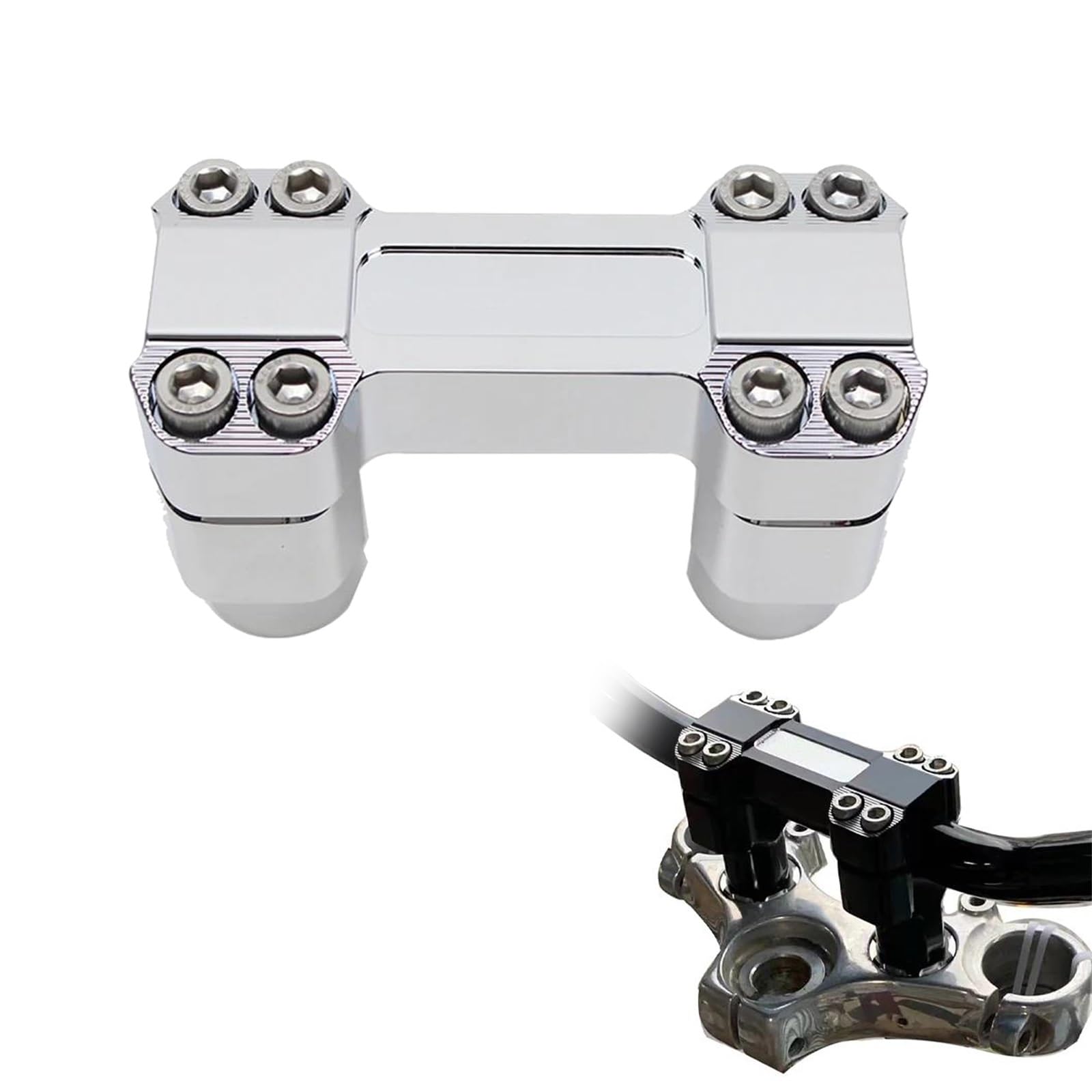 Rehausseurs de guidon 1.0" chromés CNC pour moto Harley 1986-2021