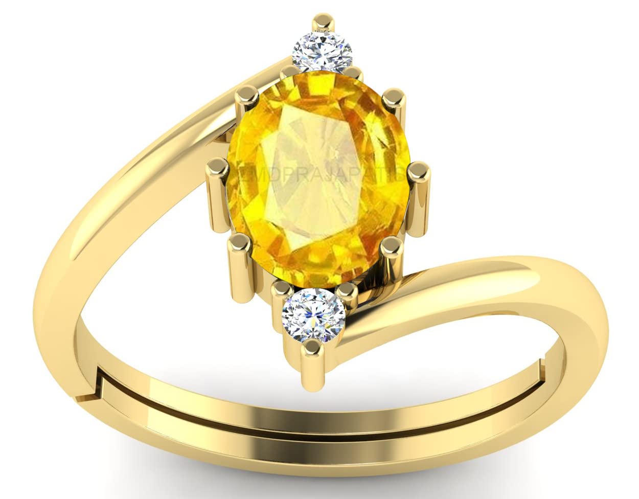 LMDPRAJAPATIS6.00 Ratti Natural Yellow Sapphire Pukhraj Guru Graha Rashi Ratan Panchdhatu Astrological Certified Gemstone Ring for Men and Women