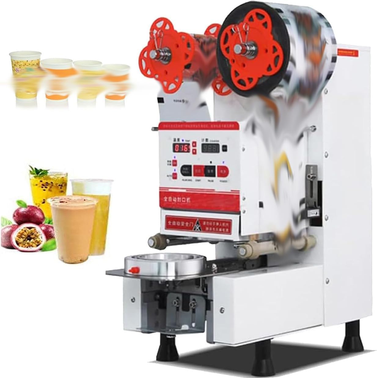 AYCDL Commercial Cup Sealing Machine, 90/95mm Full Automatic Cup Sealer Machine, Electric Cup Sealer 400-600 Cups/Hr,White,White