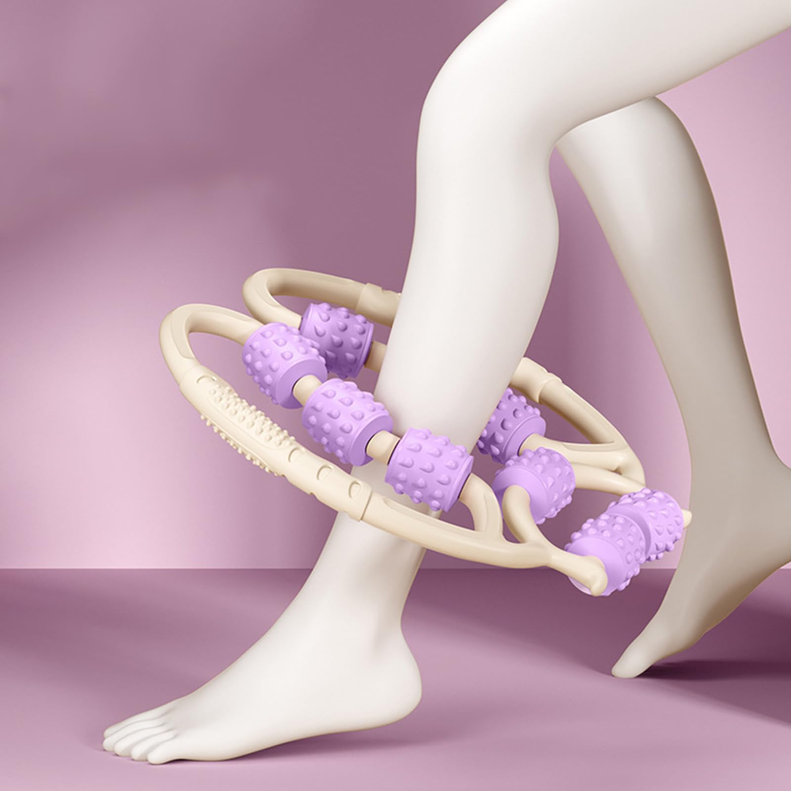 perfk Rullo Muscolare per Gambe, Muscolare Rullo 3D, Rulli Massaggianti per Muscoli 9 Ruote Massaggiatore Anticellulite per Collo Spalla, Ruotare Di 360 Gradi Senza Intoppi, Verde
