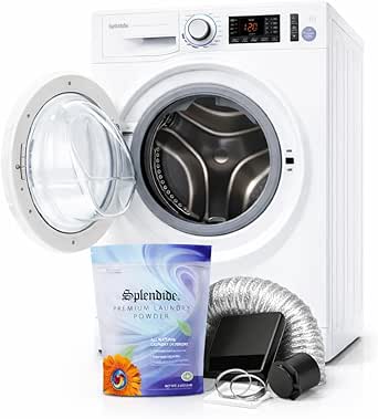 Splendide Washer Dryer Combo for RV – Vented 15lb All-in-One Compact Unit with Complete Vent Kit & Detergent – WDV2200XCD for Marine, Boat, Apartment & Tiny Home