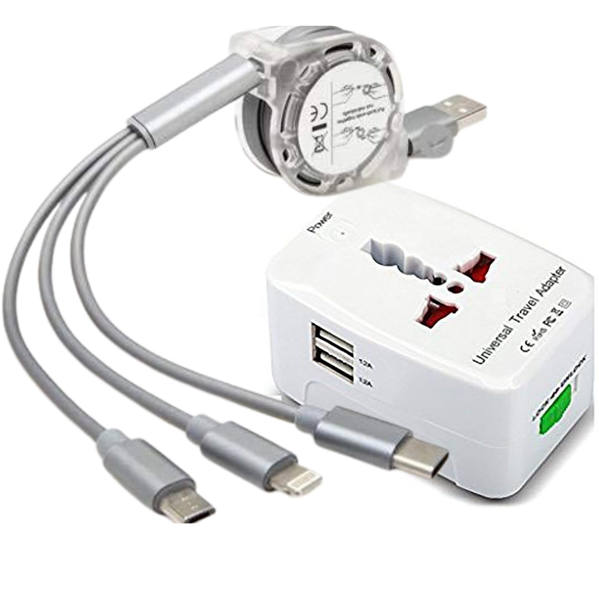 Universal Travel Adapter, International All in One Worldwide Wall Charger with USB Ports with Multi Type Power Outlet USB 2.1A,100-250 Voltage Travel Charger (Free 3in1 Mobile Charging Cable) (B0CP23D89C) Amazon Price History, Amazon Price Tracker