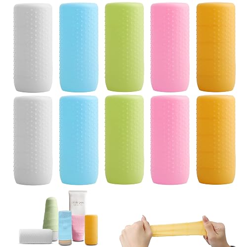 YUBIRD 10 PCS Silicone Bottle Sleeves for Travel Toiletries Leak-Proof Covers