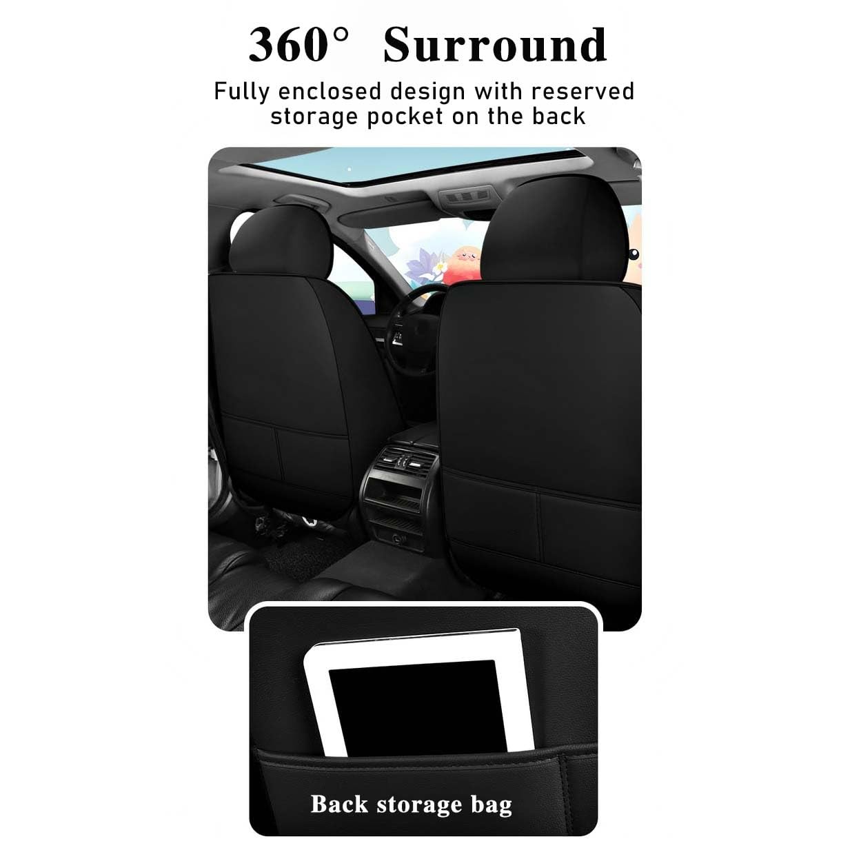 Couvre Coussin Housse Siege Voiture Longue Durée Cuir Auto PU Protection Changement Rapide pour VW Touareg, GLI, CC, Golf, Polo, Tiguan (Color : Black Orange-Full Set, Size : Luxury)