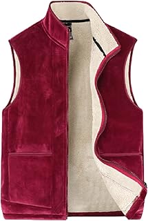 [Byrotson] メンズフリースチョッキ秋冬暖かく防風ベスト軽量ノースリーブジャケットポケット付き、旅行、ウォーキング、仕事、農業に適しています