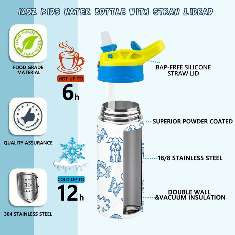 Kids Sublimation Tumbler,8 PACK 12oz Stainless Steel Sublimation Sippy Cup,Double Wall Insulated Kids Tumbler with Handle,Spill Proof lid,Shrink Films,Silicone Bottoms,for Water,Drinks - Image 3