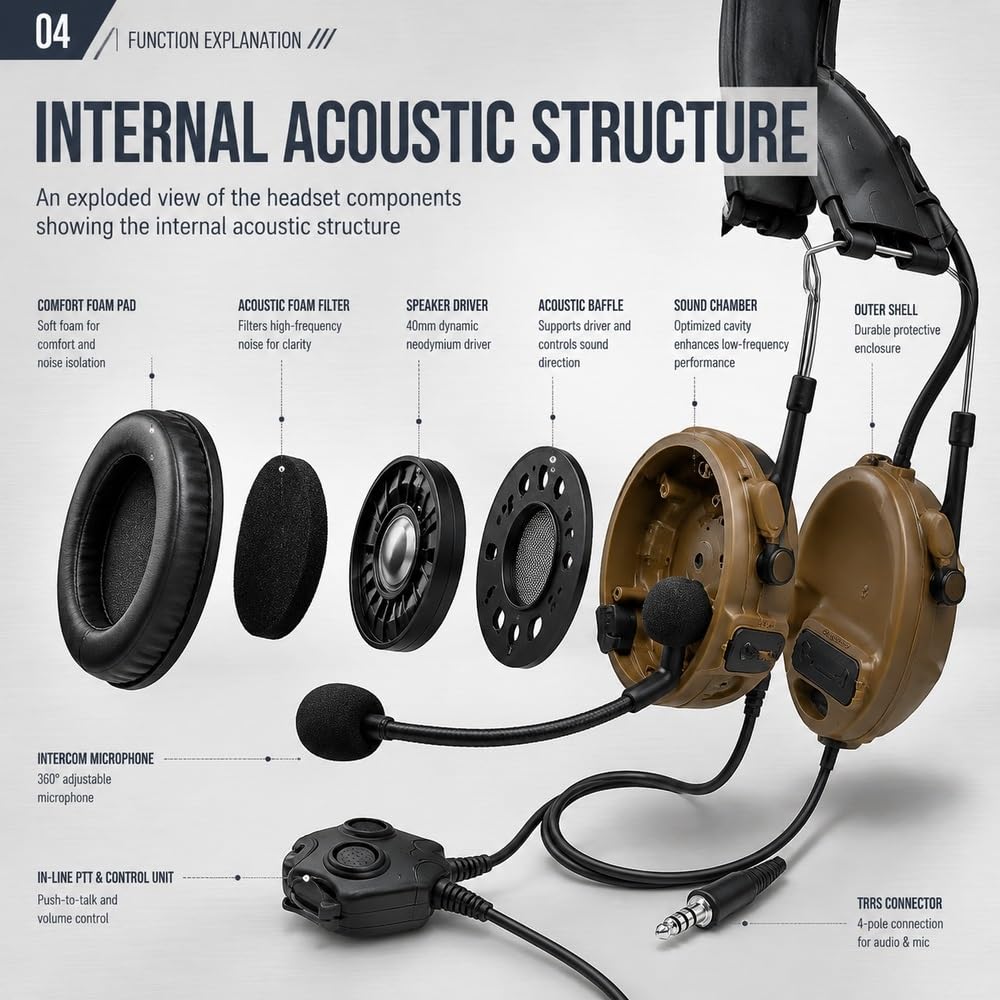 Auriculares Tácticos con Reducción De Ruido C3, Almohadillas Silicona Suaves Adaptador PTT For Deportes Al Aire Libre, Tiro, Caza, Comunicación