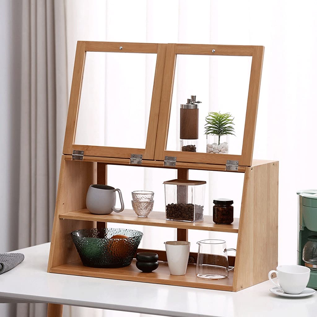 Vitrina para Pasteles y Galletas de 60 cm (23,62 Pulgadas), Estante para Juegos de té de Oficina, Armario de mostrador de 2 Niveles, Mesa Auxiliar para Pan, aparador, Mueble de café con Puertas Corre